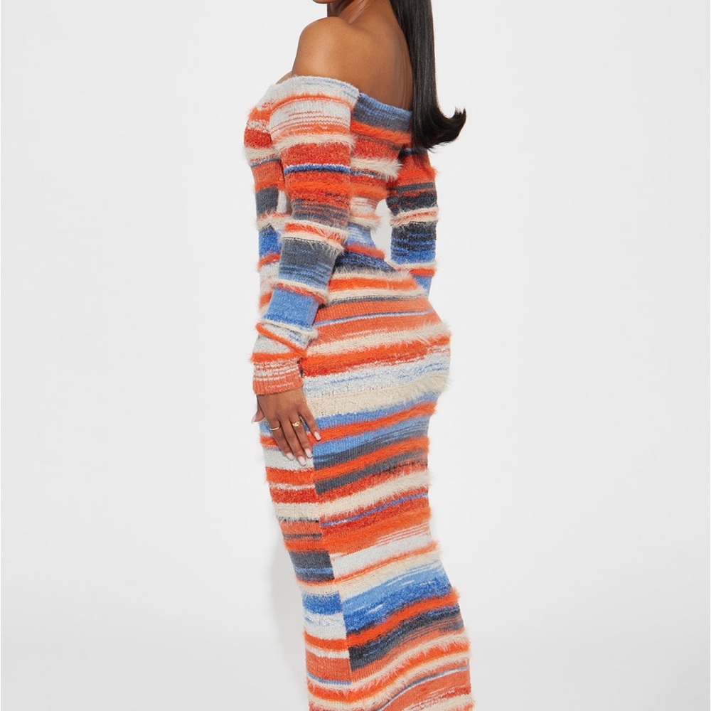 Faye Sweater Maxi Dress - Orange/combo
